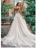 Spaghetti Straps Ivory Lace Tulle Slit Sexy Wedding Dress Spaghetti Straps Ivory Lace Tulle Slit Sexy Wedding Dress